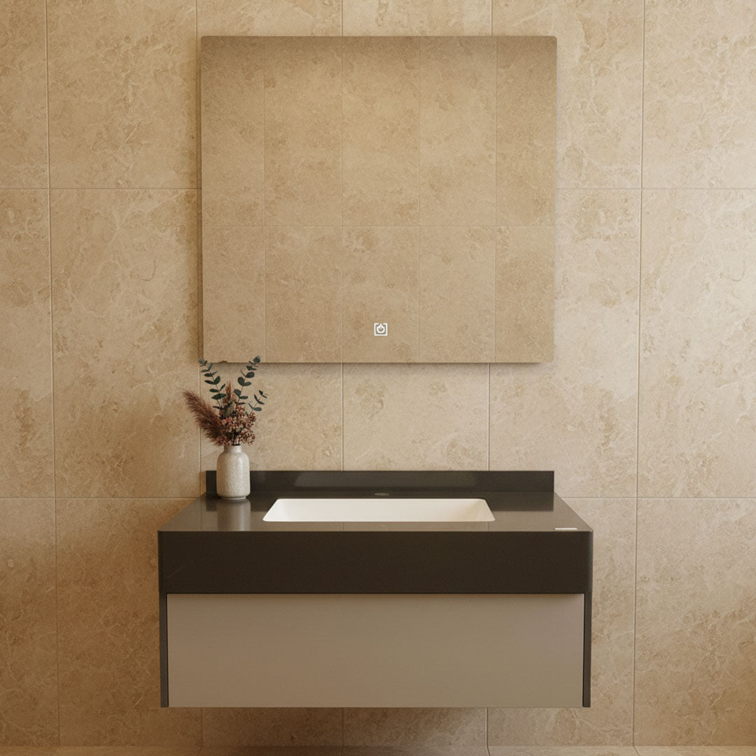 مغسلة بورسلان فلاقون 80 سم بني - حوض حمام فاخر موديل SR-1708