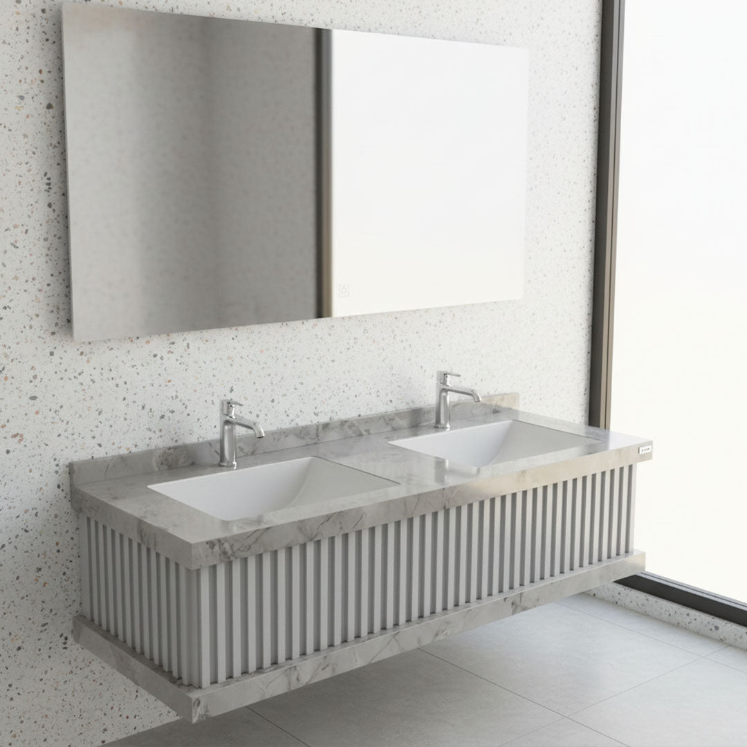 مغسلة بورسلان فلاقون 140 سم - حوض حمام فاخر رصاصي موديل SR-1728