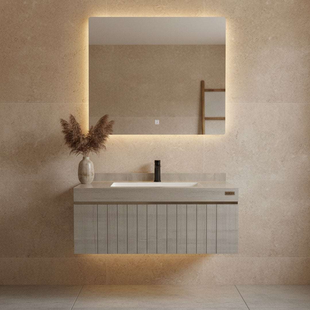 مغسلة بورسلان فلاقون 80 سم رخامي - حوض حمام فاخر موديل 2026 SR-1539