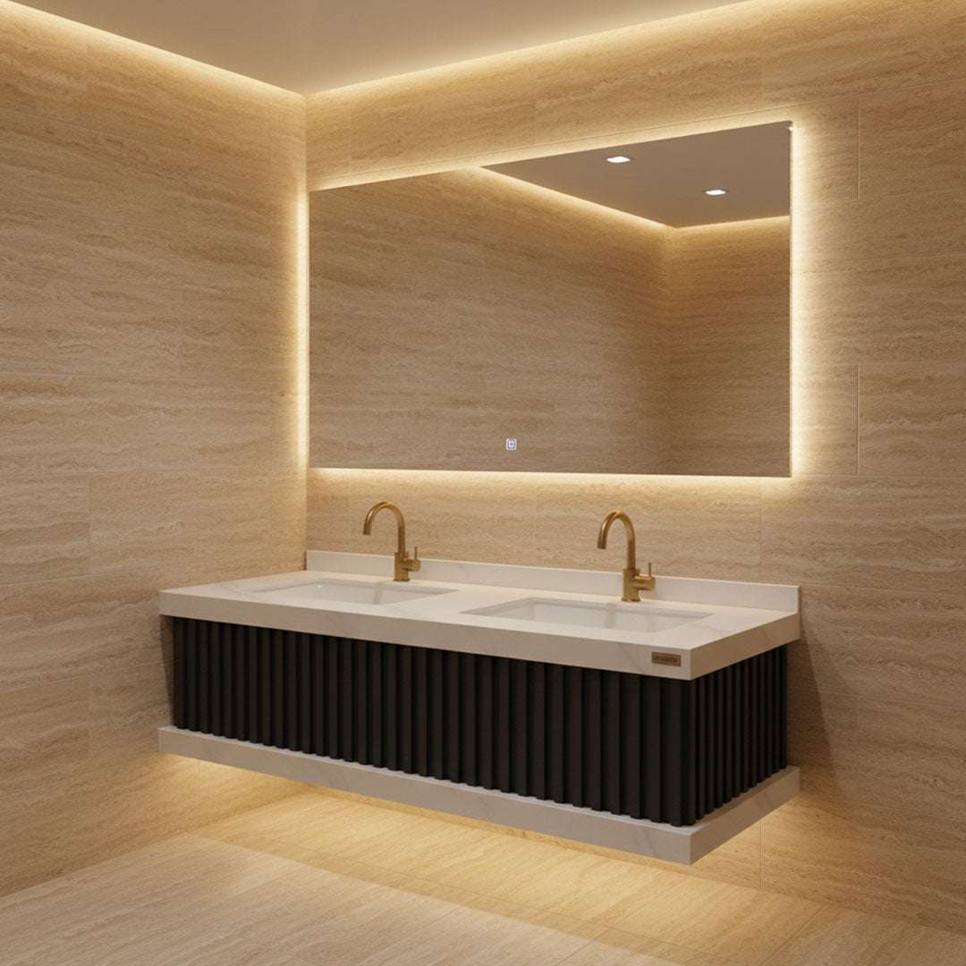 مغسلة بورسلان فلاقون 120 سم - حوض حمام فاخر أبيض موديل SR-1726