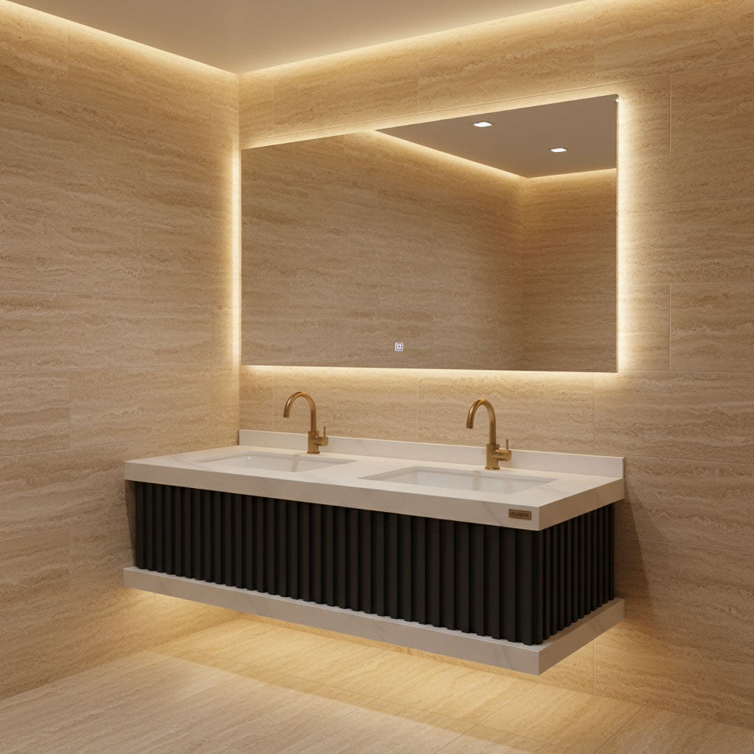 مغسلة بورسلان فلاقون 120 سم - حوض حمام فاخر أبيض موديل SR-1726