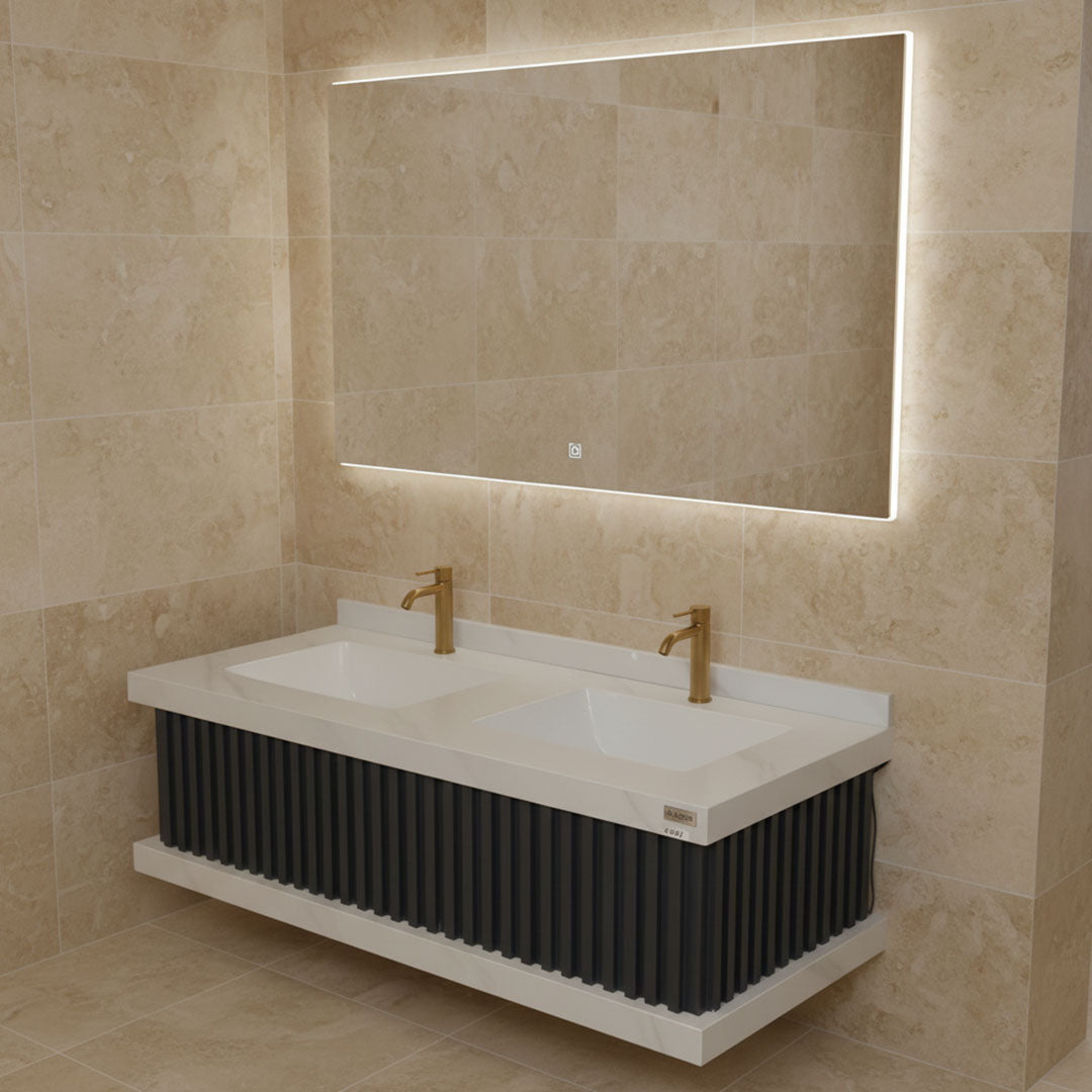 مغسلة بورسلان فلاقون 120 سم - حوض حمام فاخر أبيض موديل SR-1726