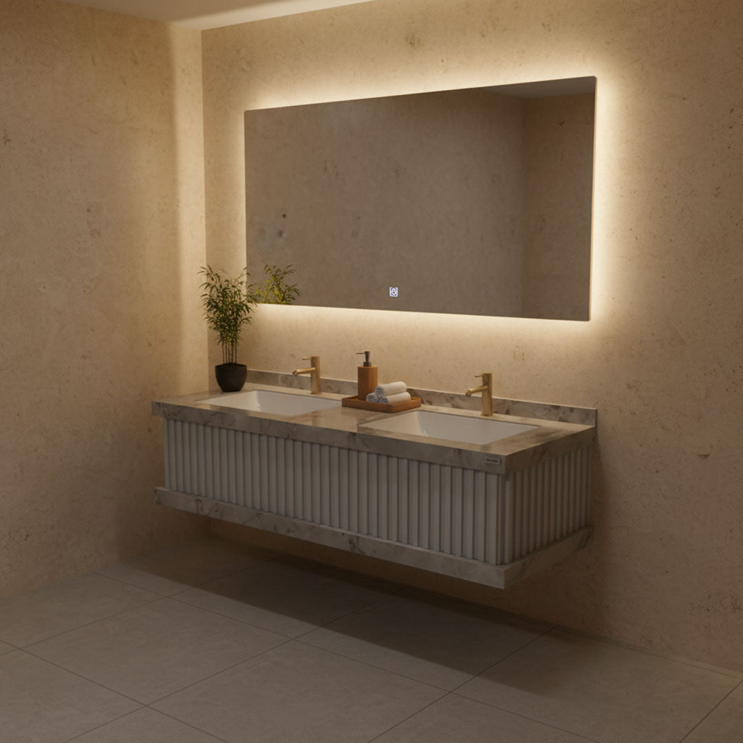 مغسلة بورسلان فلاقون 140 سم - حوض حمام فاخر رصاصي موديل SR-1728