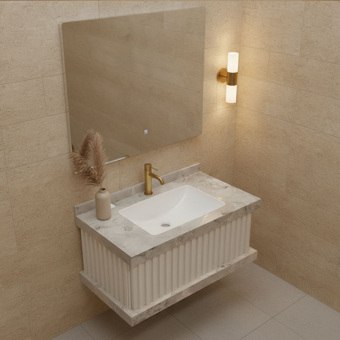 مغسلة بورسلان فلاقون 80 سم - حوض حمام فاخر أبيض موديل SR-1728