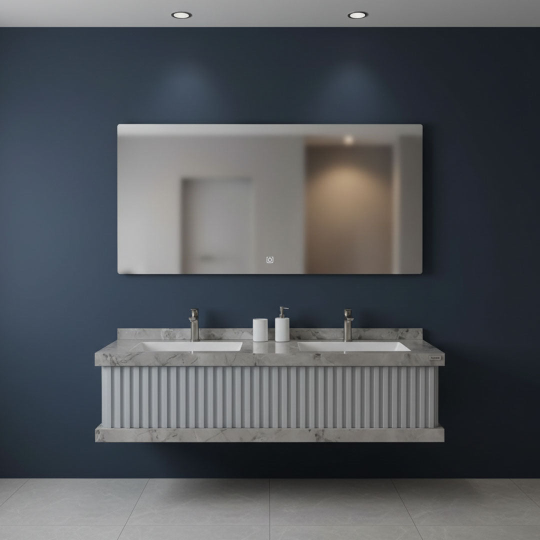 مغسلة بورسلان فلاقون 140 سم - حوض حمام فاخر رصاصي موديل SR-1728