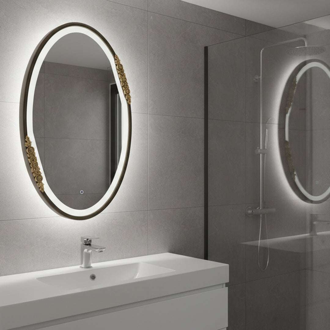 مرايا ليد فاخرة فلاقون 60×100 سم - تحفة فنية بإضاءة LED للحمامات الراقية