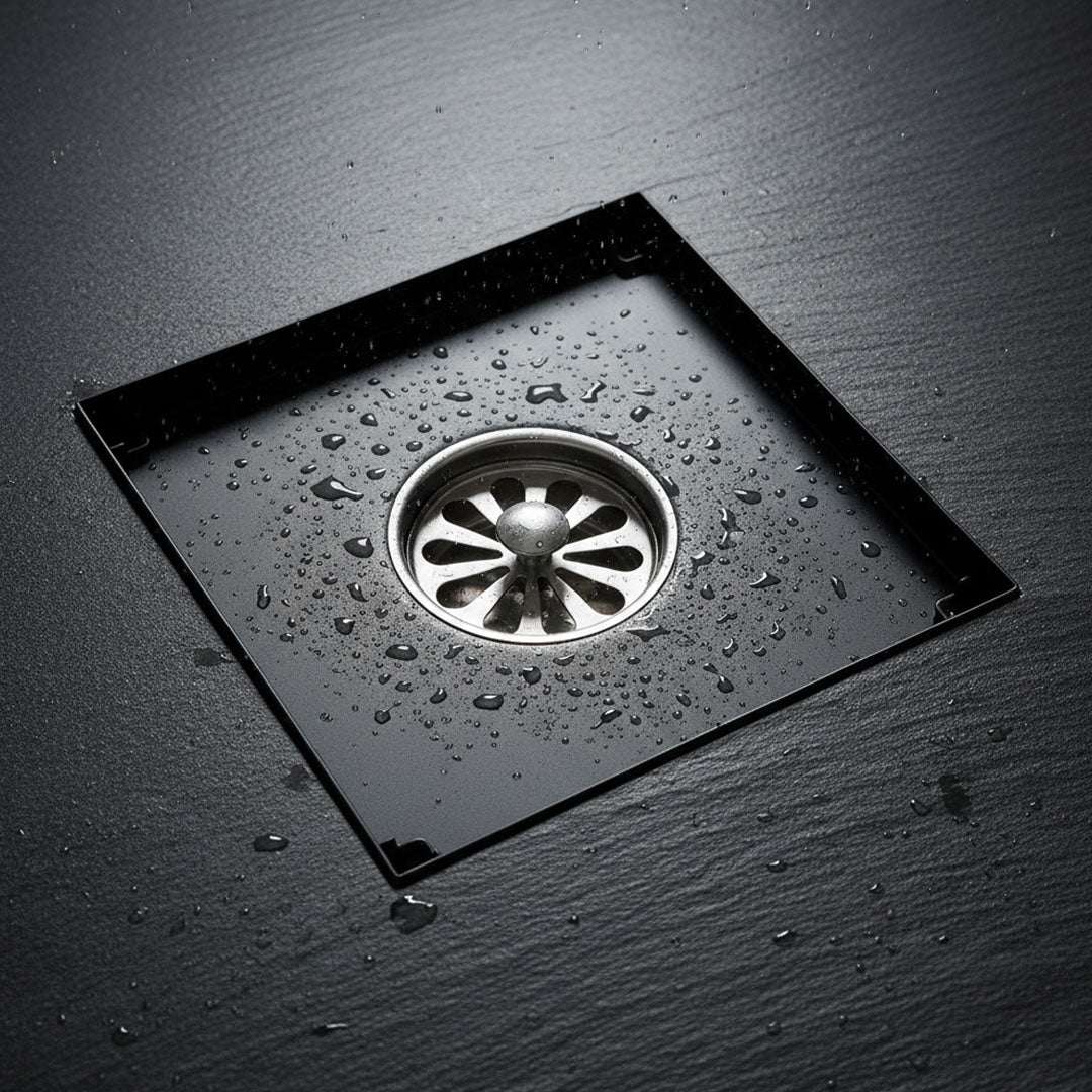 صفاية شاور بلاط استيل أسود مطفي Flagon XB-A159C - 15×15 سم