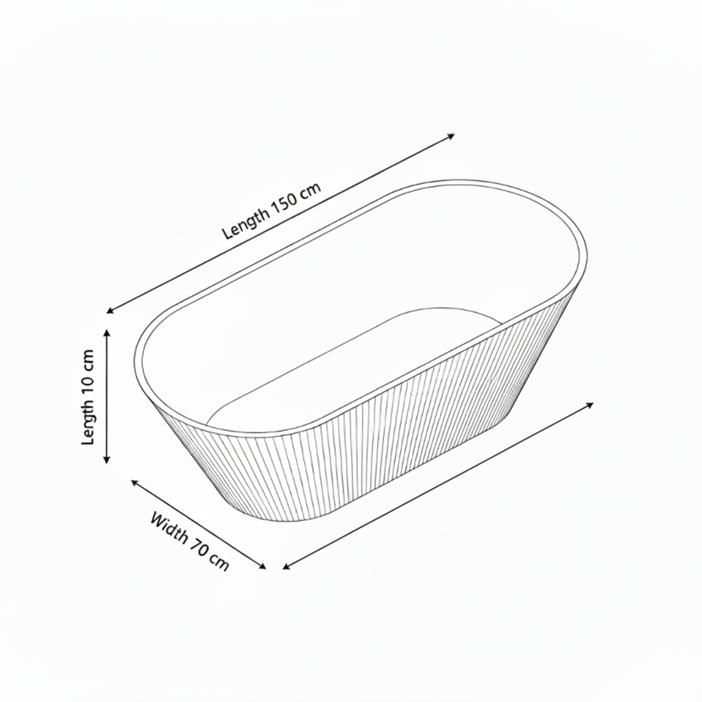 بانيو ديكور دائري أبيض FLAGON D-9003T - 150×70 سم