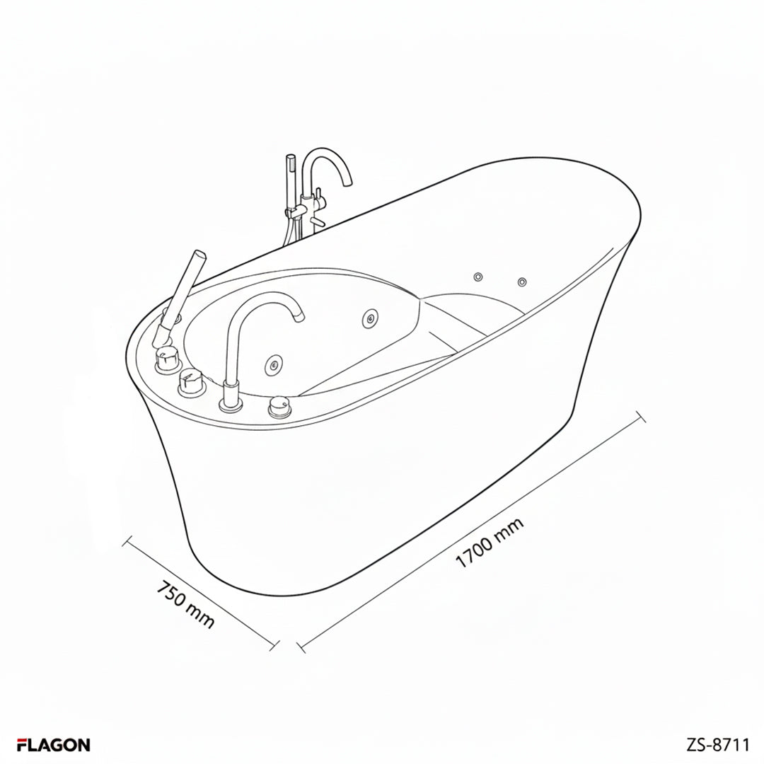 جاكوزى مستطيل ZINCO/FLAGON/ZS-8685/750*1700*700