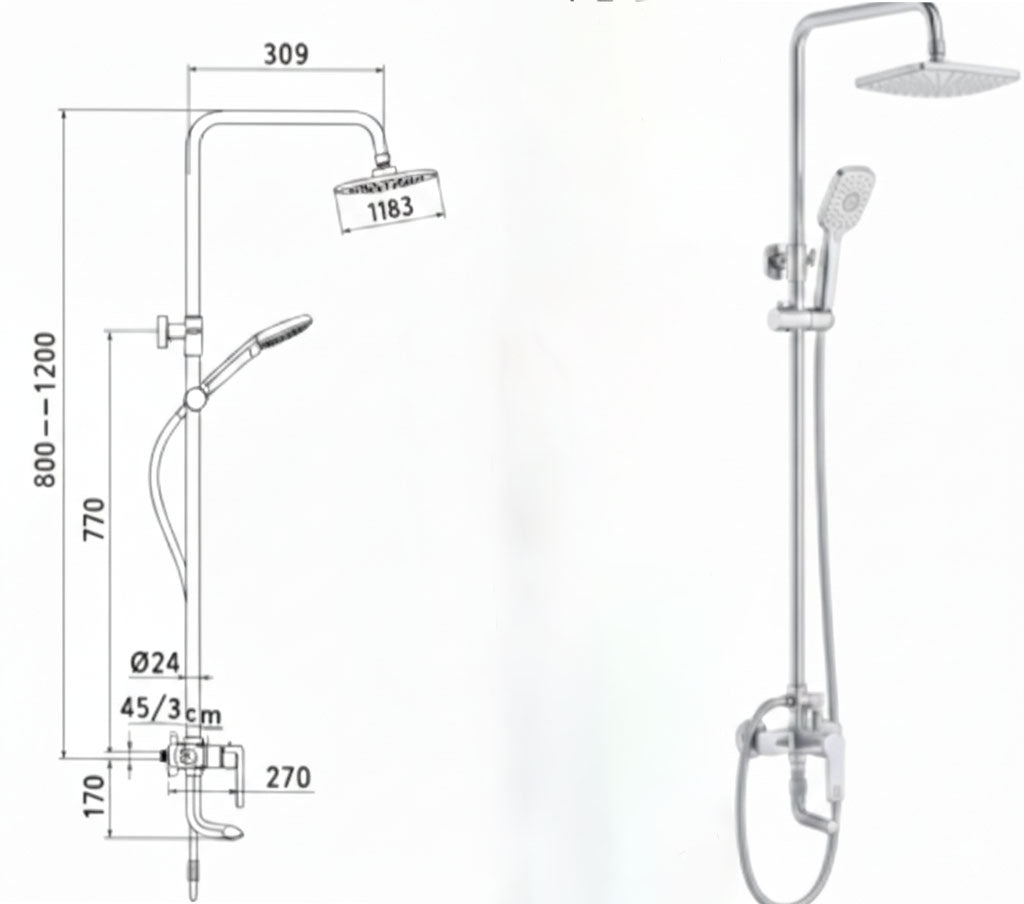 خلاط دش مسطرة كروم/ FLAGON/AF16622/CH