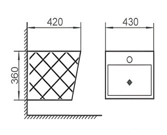 Modern black wall-mounted washbasin, Flagon