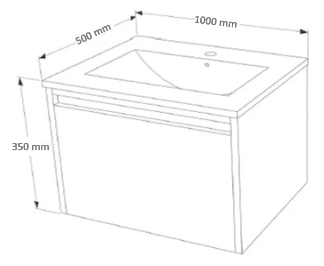 Flagon 100cm Marble Porcelain Single Basin Washbasin - Grey 2566