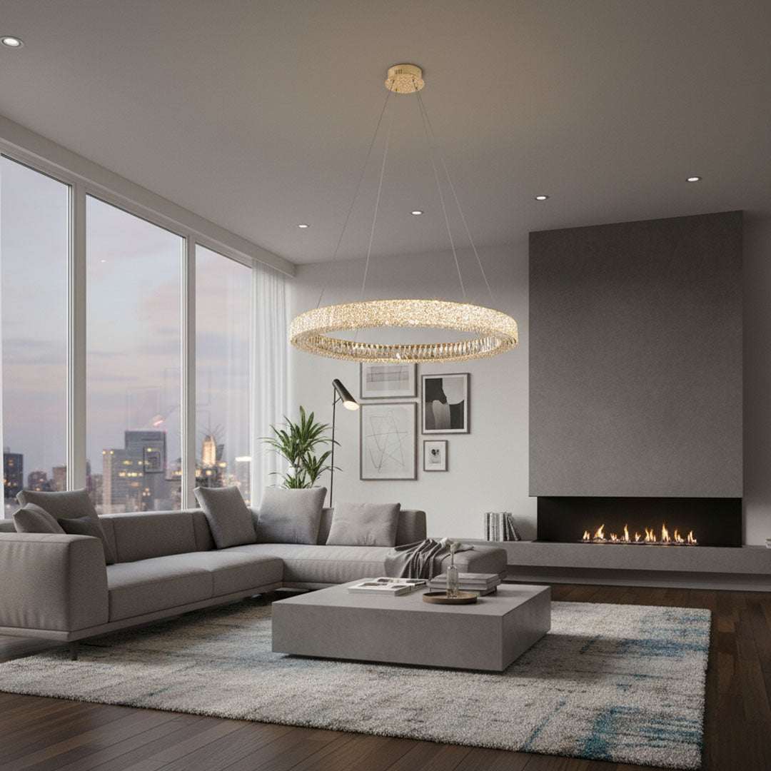 ثريا كرستال LED فخمة 88 وات - زينسا موديل 6208 قطر 80 سم