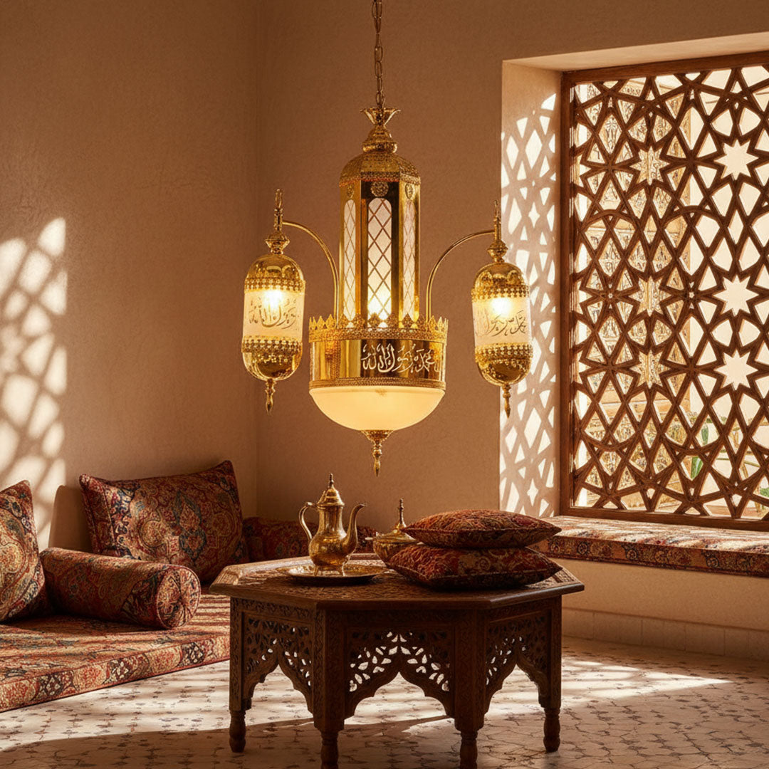 ثريا علاقي ZINSA إسلامي ذهبي موديل 9601 - 3+1 لمبة E27