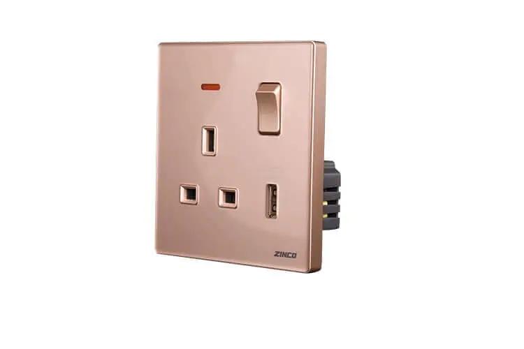 فيش بمفتاح +USB ذهبي جلاس ZINCO A13 - Zinco