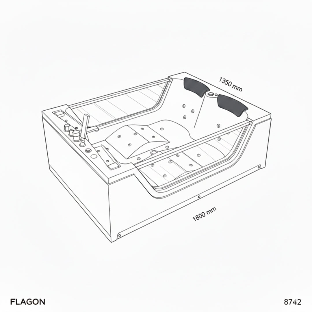 جاكوزي ابيض مستطيل FLAGON/8742/1350*1800
